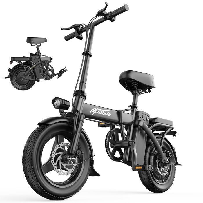 Vélo Électrique Pliable Roues 14 Batterie amovible 48V15Ah-250W-Autonomie 30-40km(PAS)-Avec siège arrière-MAIRIDE EBIKE F6
