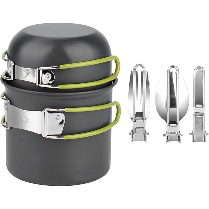 Kit de Casseroles Camping Ustensiles de Cuisine de Camping en Aluminium Durable Camping Randonnée Pédestre Pot Pan POPOTE