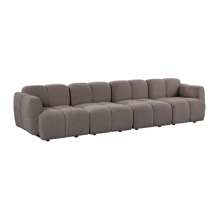 Canapé modulable 4 places en tissu tetxuré taupe CARLIVI