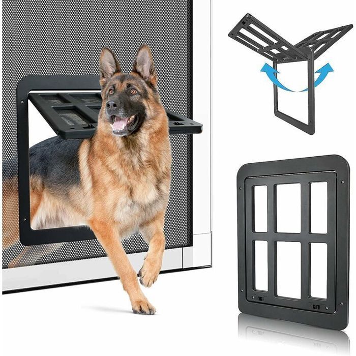 Chatière Magnétique Chien Chat 34x44cm ABS Résistant Installation Facile Ouverture Automatique