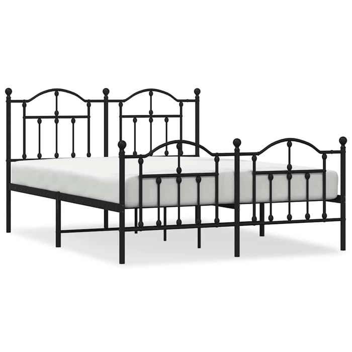 Cadre de lit - vidaXL - métal - noir - 2 places - sans matelas - sommier à lattes - 140 x 190 cm 173iem50w