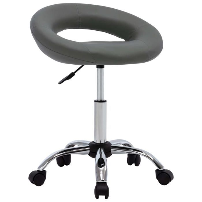 1 Parcel - MEUBLE - Chaise de travail roulante Gris Similicuir_2 ans garantie_02_2421