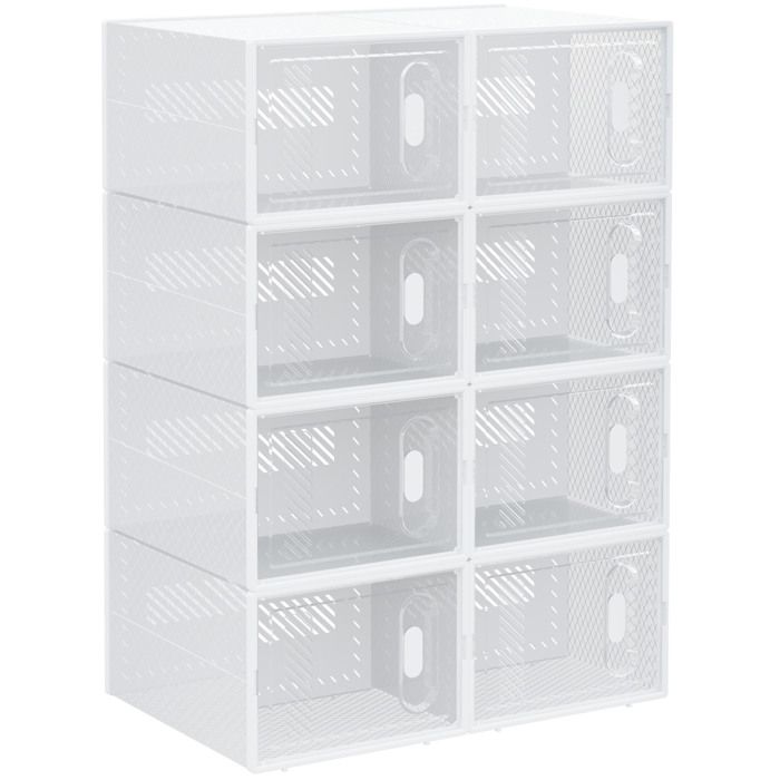 WOVREO Armoire à chaussures modulaire 8 compartiments avec portes magnétiques plastique transparent