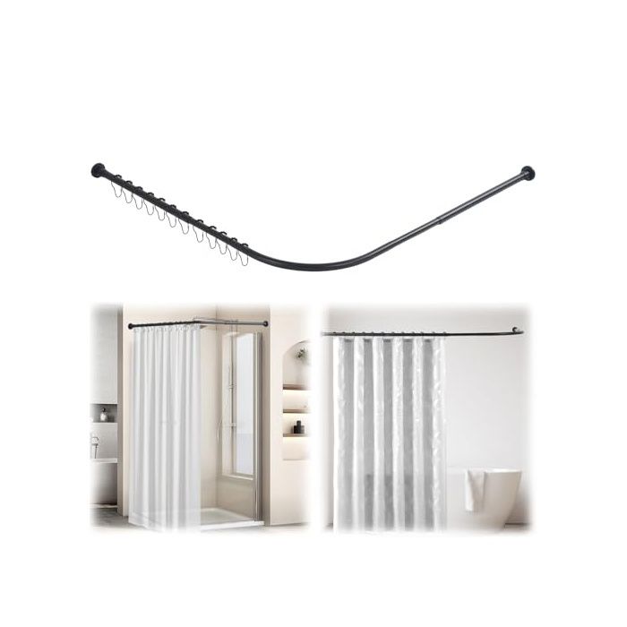 Tringle à rideau de douche en forme de L tringle de douche pour rideau de douche rail de rideau de 68-138 Cm X 68-13 LANCE-RIDEAU
