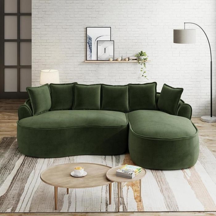 Canapé - KOMHTOM - L modulable - 3 places - Chenille - Chaise longue extra-large Canapé - KOMHTOM - L modulable - 3 places - Chenille - Chaise longue extra-large