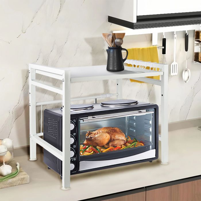 Étagère À Extensible Pour Micro-Ondes Blanc 1 Niveau - MIPAN - Rangement Cuisine Dimensions 40-64 × 36 5 × 30-40 CM
