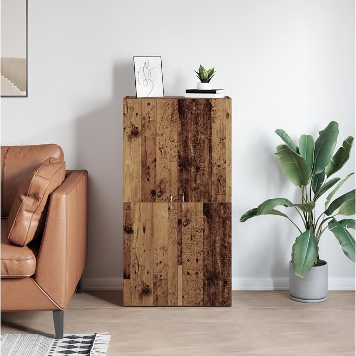 Meuble Rangement - HAOSHOP - Cabinet de Bureau Chêne noir 60 x 32 x 115 cm Bois dingénierie&01_40021