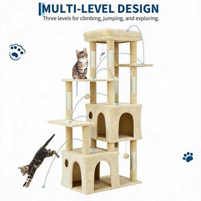 Arbre à chat multi-niveaux 155 cm pour grands chats et
