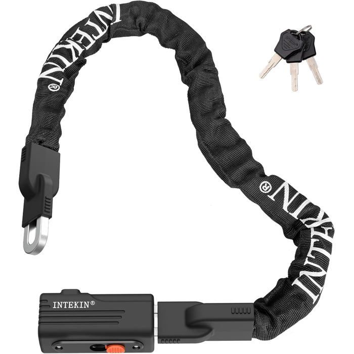 80cm Antivol Chaîne 8mm-Cadenas Vélo Haute Sécurité avec Clé Chaîne de 80cm Maillons en acier trempé de 8mm Cylindre de haute