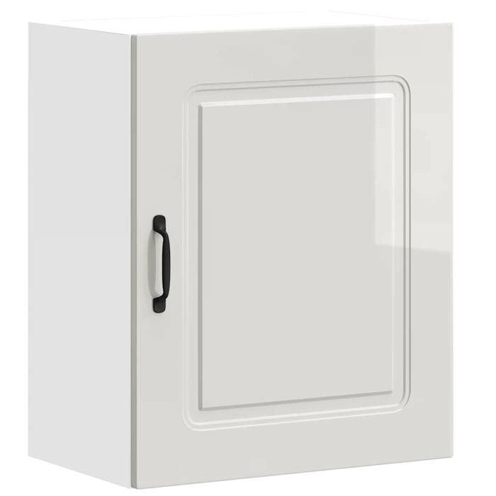 NEW Meuble stockage - vidaxL - Meuble haut de cuisine Kalmar en - bois dingénierie blanc brillant - Meuble Rangement58539