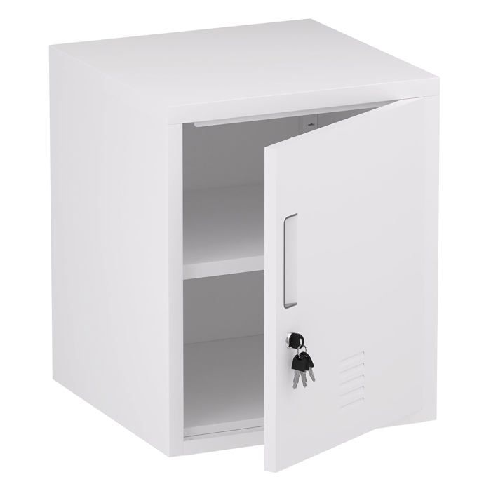 Armoire de rangement métal blanc - porte verrouillable avec étagère réglable empilable pour maison et bureau