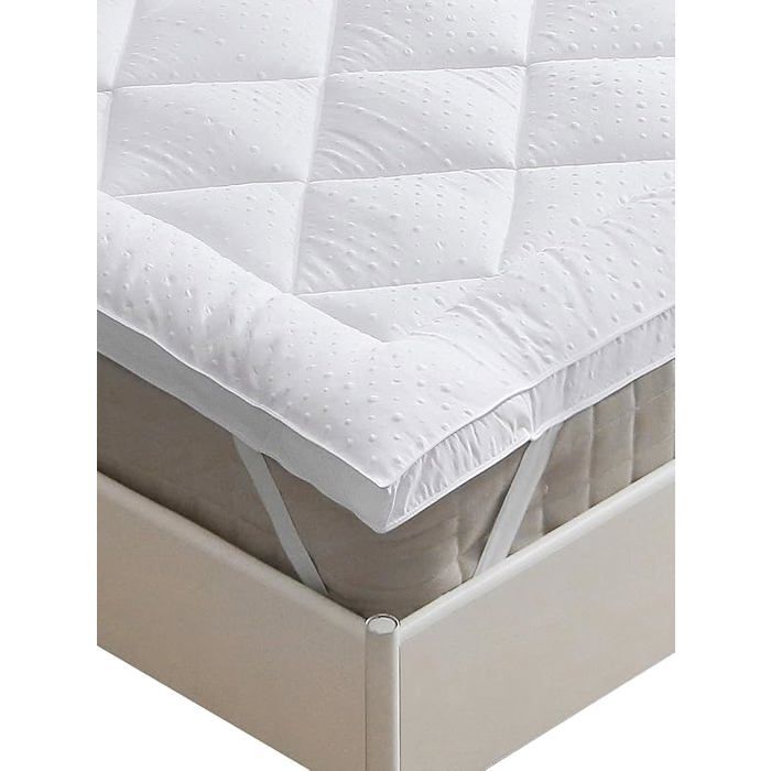 Surmatelas 120x200 cm Microfibre - Dessus de Matelas Moelleux pour Clic Clac et Voyage - Lavable avec Sangles Élastiques Blanc