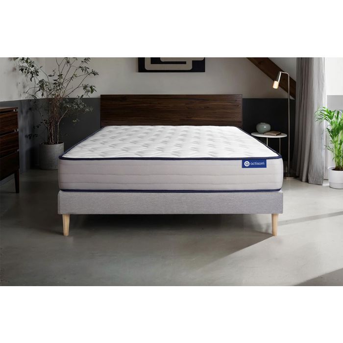 Ensemble Matelas Sommier 200x200 Cm Sommier Gris En Kit Actilatex