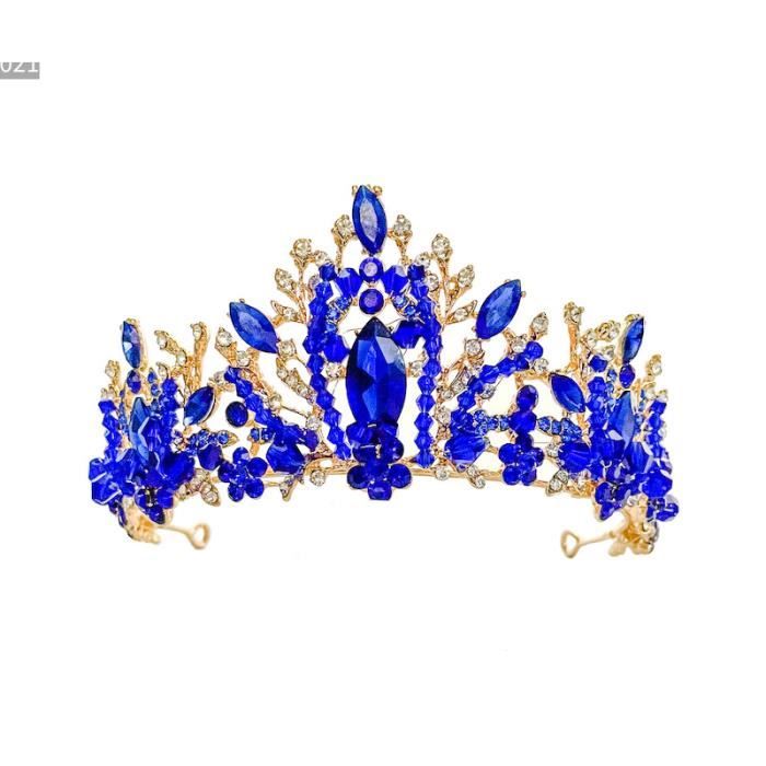 Diadème couronne mariage Bleu dore bijoux tete Tiareiadème couronne mariage bijoux tete Tiare