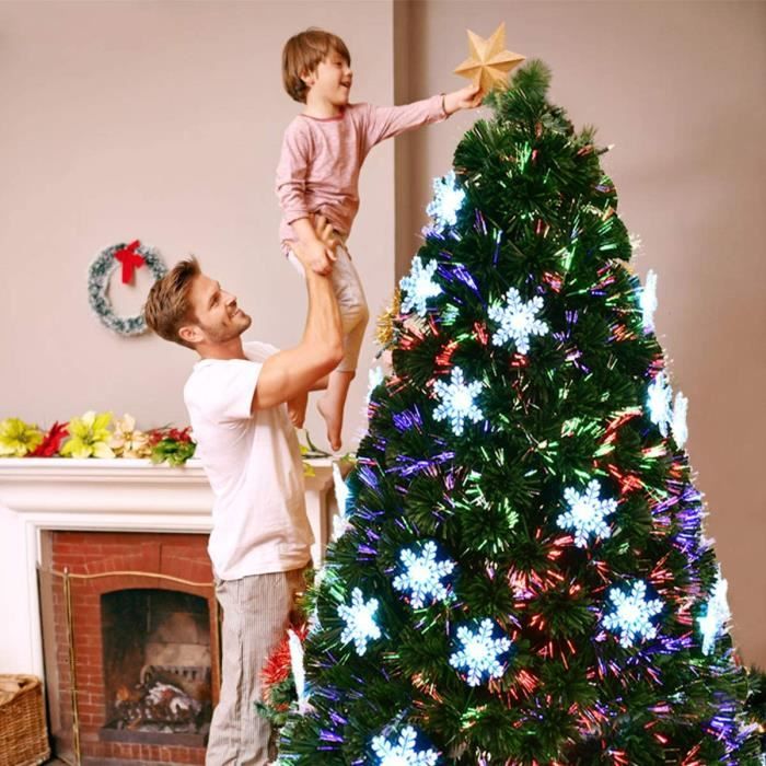 Sapin de Noël Optique avec Socle,Décoration de Noël,15 Flocons de Neige