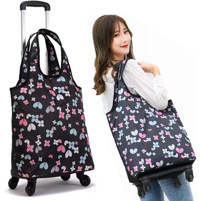 Chariot De Courses Pliable Avec Roues - Sac Réutilisable étanche - Poignée Télescopique - Motif Diamant