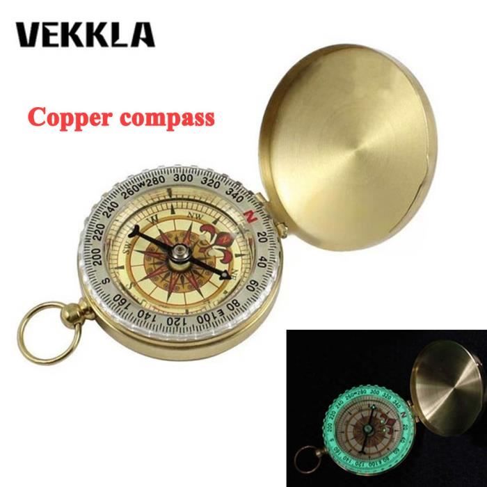 Boussole Vintage En Cuivre - Couvercle Automatique étanche Pour Randonnée Et Camping