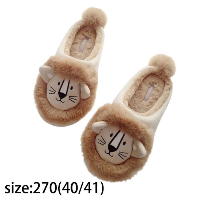 Chaussons/pantoufles en peluche animal lion pour adultes - Femme