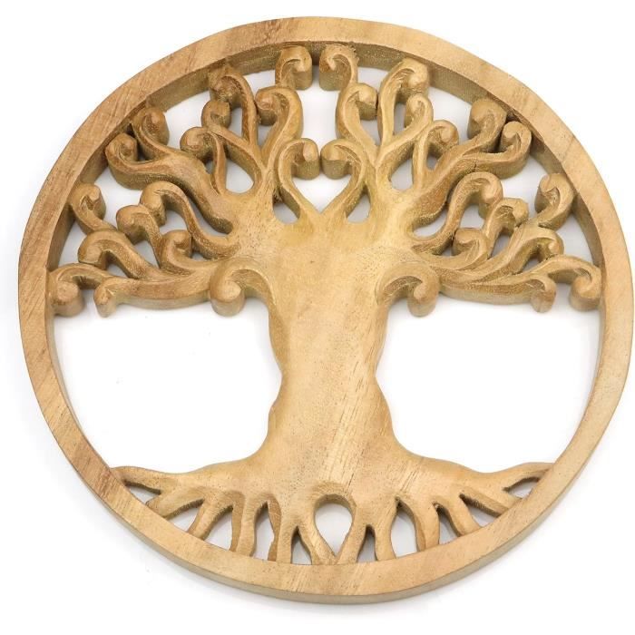 Arbre De Vie En Bois D'acacia Trintura - 20 Cm | Décoration Murale | Idée Cadeau Symbolique Et Naturelle