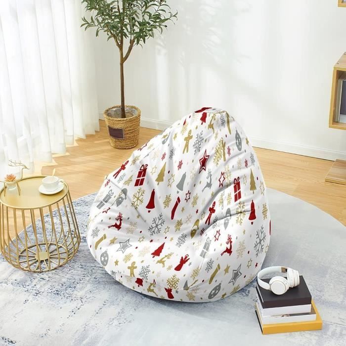 Pouf Poire Géant Imprimé Football - Housse Seule Sans Remplissage - Pour Canapé, Chambre, Salon (L) - 9