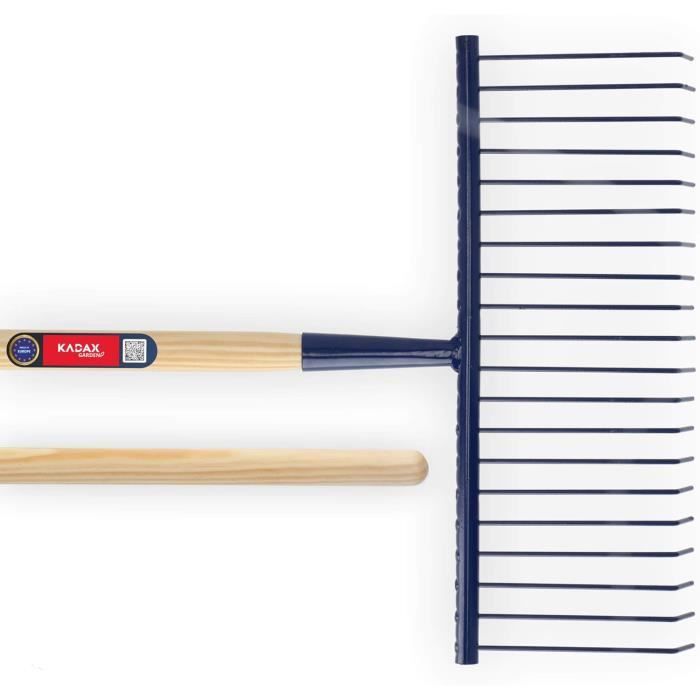Râteau à 27 Dents Avec Manche En Bois - Outil De Jardin Pour Ramasser Feuilles, Herbe Et Débris - Solide Et Pratique