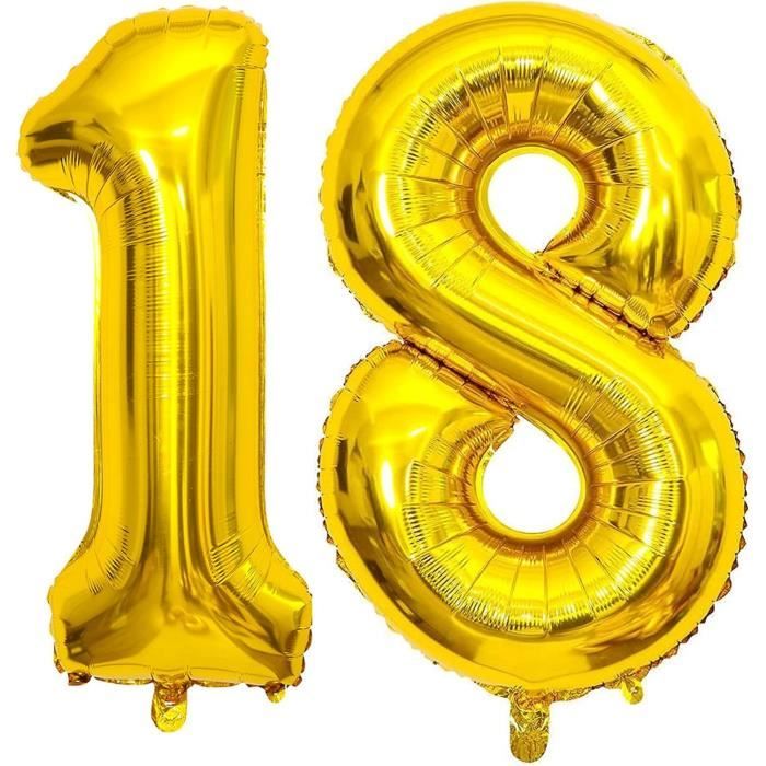 Ballon anniversaire jaune gold - 18 ans 