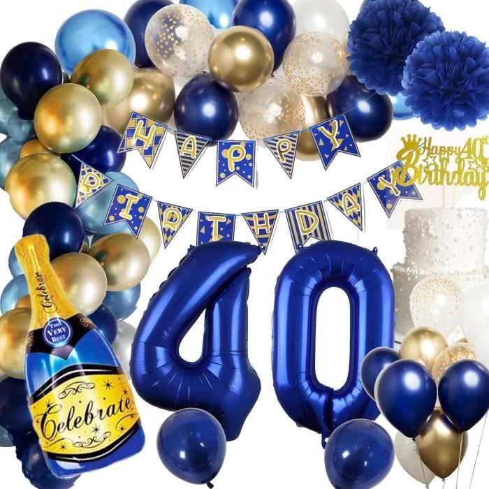 Ballon hélium bleu 100 ans Ø 45 cm - Anniversaire 100 ans
