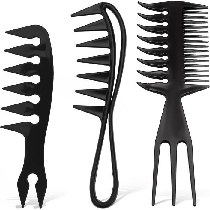 Lot De 3 Peignes Noirs 4 Dents - Parfaits Pour Coiffures Latérales, En Métal Résistant