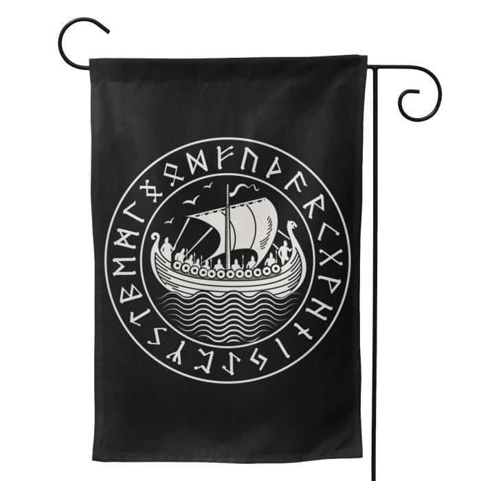 Drapeau De Jardin Viking Drakkar - 70 X 100 Cm - Double Face, Ne Décolore Pas - Pour Décoration Extérieure