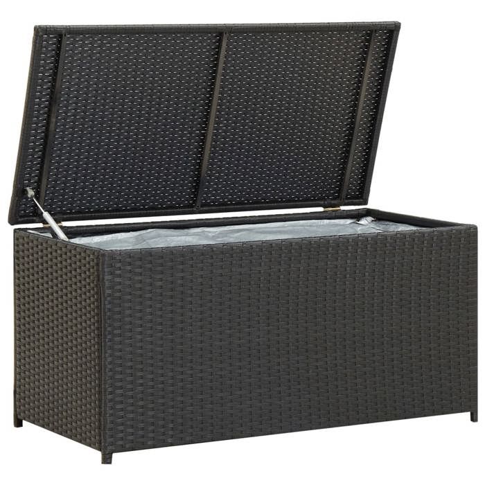 Coffre boîte meuble de jardin rangement résine tressée 100 x 50 x 50 cm noir Coffre boîte meuble de jardin rangement résine tressée 100 x 50 x 50 cm noir