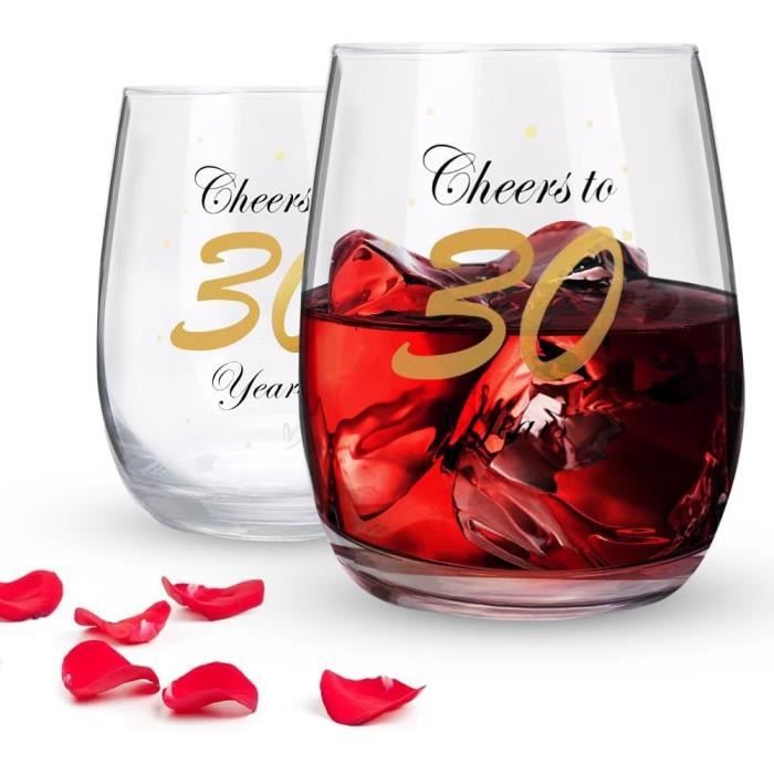 Verre à Vin 50 Ans - Sans Pied - Doré "Cheers To 50 Years" - 17 Oz - Cadeau Anniversaire Ou Mariage