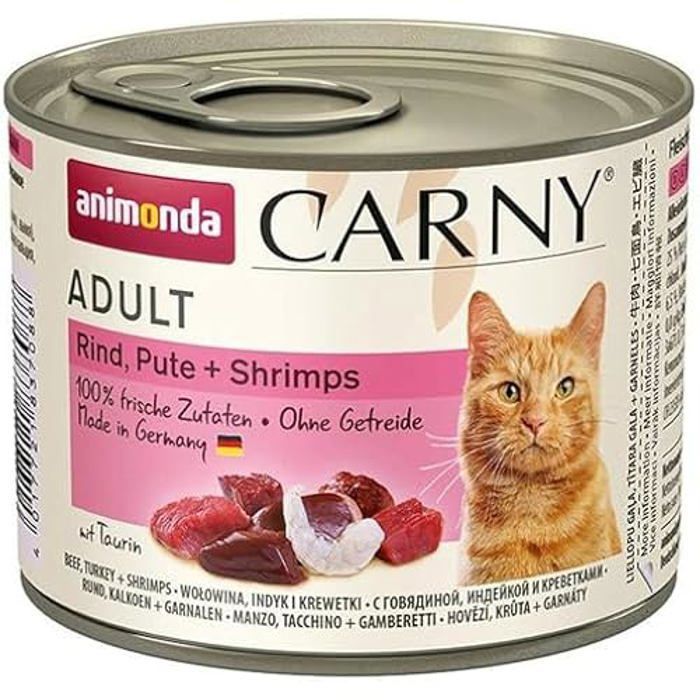Meilleurs prix pour Nourriture Humide pour Chat - animonda - Carny - Bœuf, Dinde, Crevettes - Sans Céréales - 6 x 200 g
