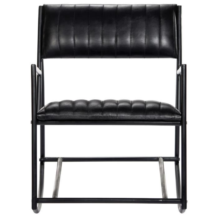 kai fauteuil à bascule noir cuir véritable