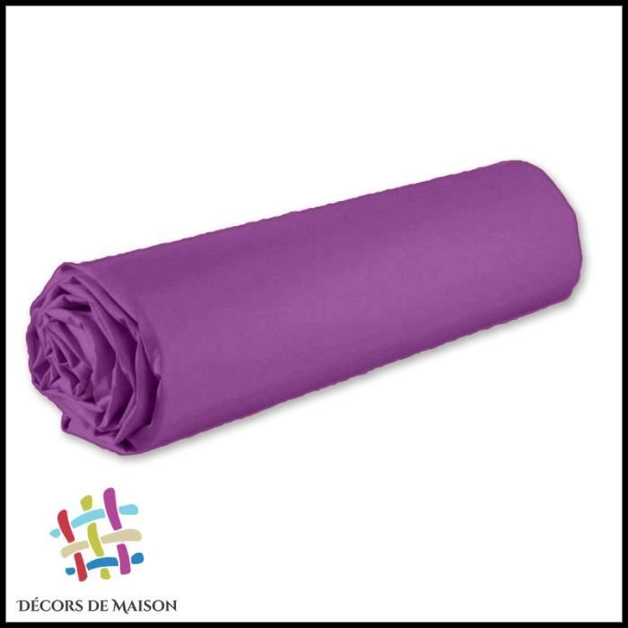 Drap Housse - Décors De Maison - Mauve - 90x190 cm - 100% Coton - Bonnet 25 cm