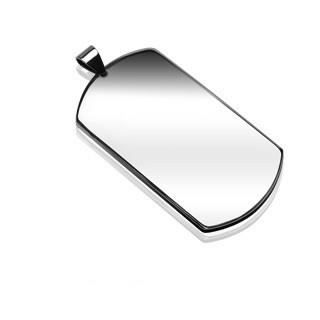 PENDENTIF HOMME ACIER PLAQUE ACIER MILITAIRE EFFET MIROIR ET 1 CHAINE