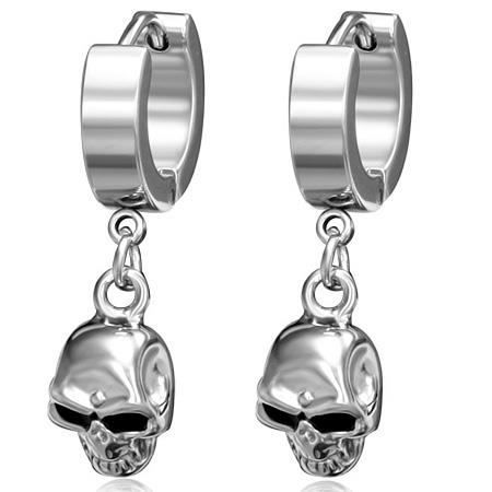 PROSTEEL Boucles D'Oreilles Créoles Crâne Tête De Mort Homme - Acier Inox 316L Plaqué Or/Noir, Style Punk Biker Rock