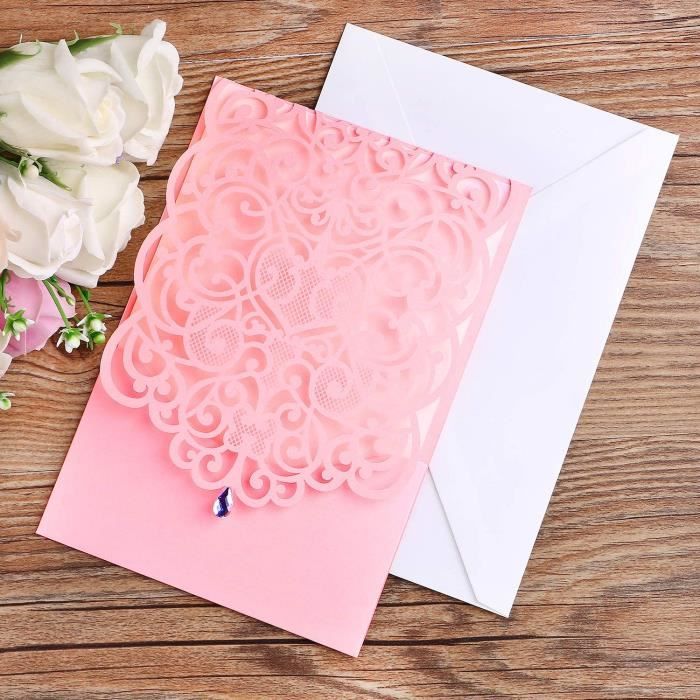 Cartes De Place Mariage Motif Rose Découpé - Lot De 10, 12x9 Cm, Papier Nacré - Vert Clair - 9