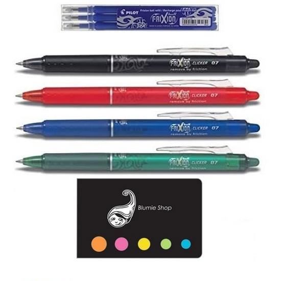 PILOT Lot de 4 stylos effaçables noir/rouge/vert/bleu FriXion Ball