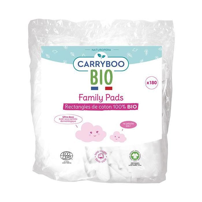 BABY BIO Rectangles De Coton Multi-usages Ultra Doux 180 Cotons