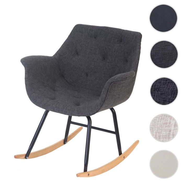 Fauteuil à bascule Malmö T820 rocking-chair fauteuil de relaxation ~ tissu gris Fauteuil à bascule Malmö T820 rocking-chair fauteuil de relaxation ~ tissu gris