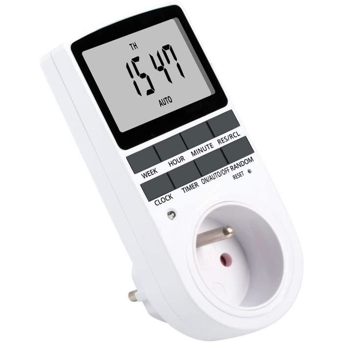 Interrupteur horaire numérique hebdomadaire avec Programmation Affichage LCD Interrupteur de minuterie numérique AC220V 220V Minuterie Programmable Numérique 