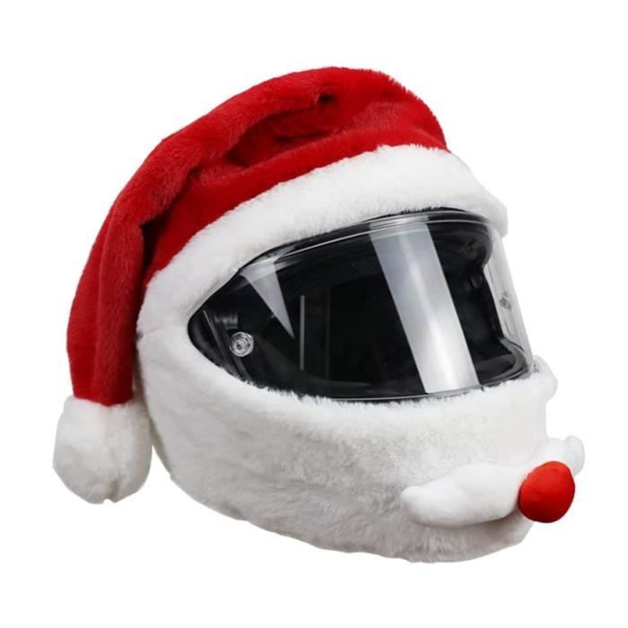 Housse De Casque Moto Père Noël - Taille Universelle, En Peluche, Avec Paire De Gants Offerte - Décorative Pour Noël