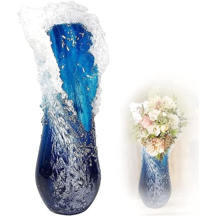 Vase Ondulé Majestueux, Vase en Verre d'eau de Mer Congelée Art Design