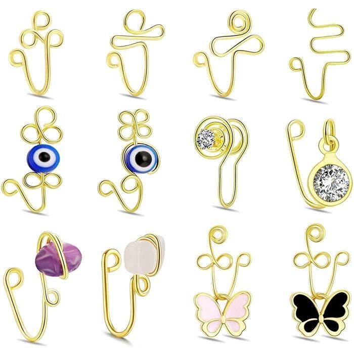 Faux Piercing Nez NIUSIMAN - 6 Paires Clip-On Acier Inoxydable, 3/4/5mm, Sans Perçage