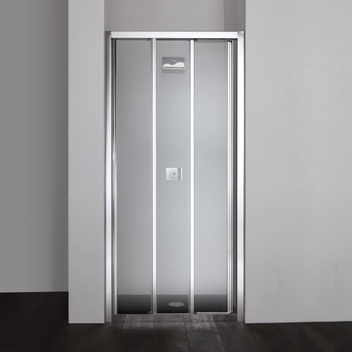 PORTE DE DOUCHE NICHE 80 CM STAR AVEC TROIS PAROIS TRANSPARENTES