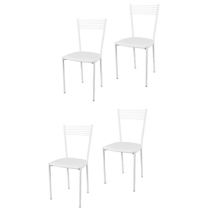 Tommychairs - Set 4 chaises cuisine ELEGANCE robuste structure en acier peindré en blanc et assise en cuir artificiel couleur
