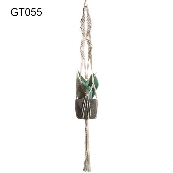 Suspension Pour Plantes En Macramé 41 Po - Support En Corde De Coton Tissé à La Main Pour Pots De 6-10 Po, Panier Suspendu Boho Intérieur/extérieur (Sûr Pour Enfants Et Animaux) Blanc