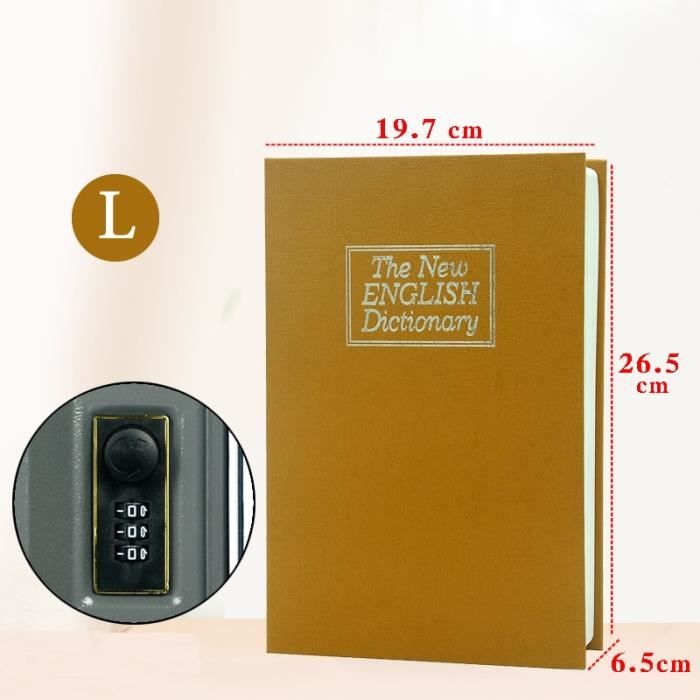 Code de couleur jaune Coffresforts de livre de grande taille L, boîte