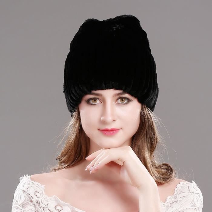 Casquette,Bonnet tricoté en acrylique Double couche pour femme, chaud