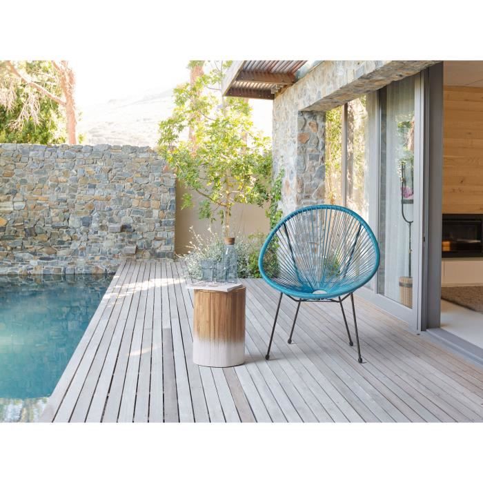 Fauteuil de jardin en rotin bleu ACAPULCO II - BELIANI - Moderne - Confortable - Pour intérieur et extérieur